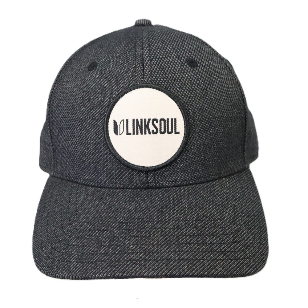 Linksoul Circle Patch FlexFit Hat Charcoal Gray‎ Twill Cap L/XL Golf Athleisure